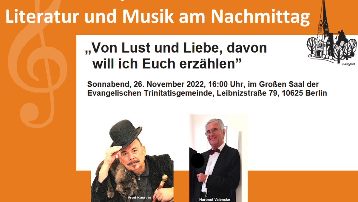 Literatur und Musik am Nachmittag: „Von Lust und Liebe, davon will ich Euch erzählen"