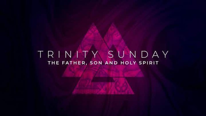 Trinity Sunday graphic with purple triangle and text