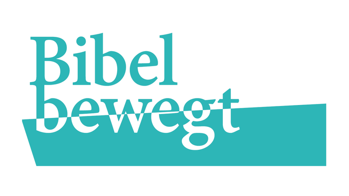 Das Bild zeigt den Text "Bibel bewegt" in Grün und Weiß.