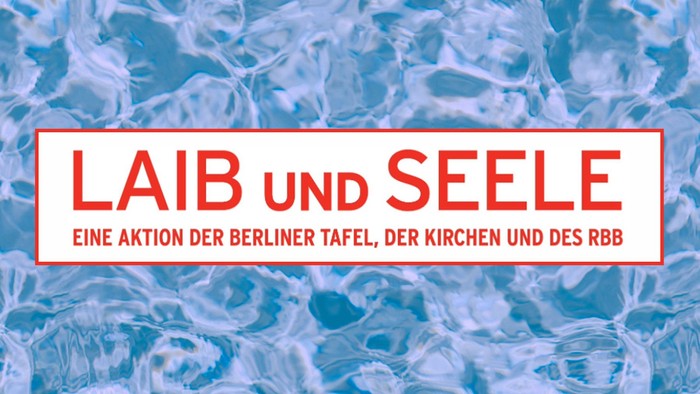 Das Bild zeigt das Logo von "Laib und Seele" mit einem Wasserhintergrund