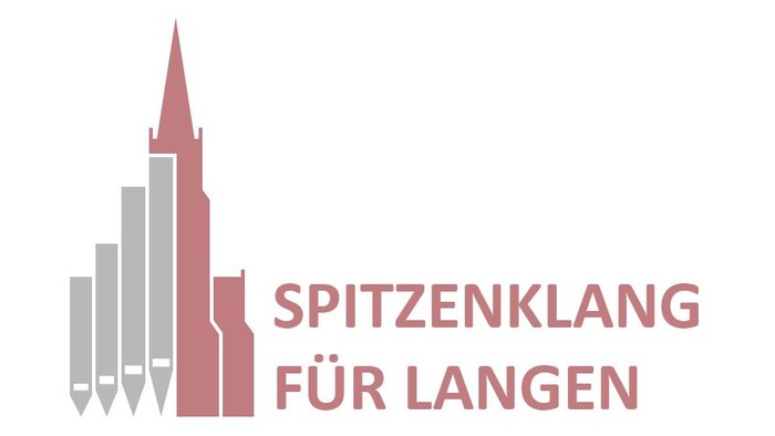 Das Logo zeigt einen Stadtplan mit dem Text "Spitzenklang für Langen".