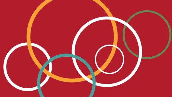 Olympiske ringer på rød baggrund