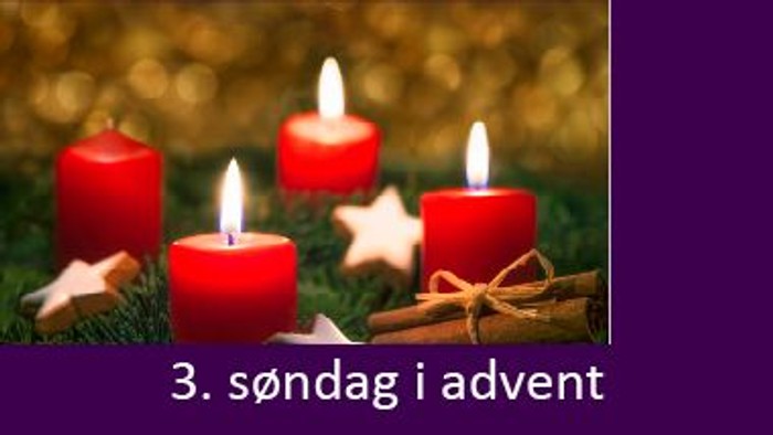 Tre lysende røde lys på en mørk baggrund med stjerner og gren.