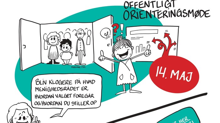 Defentligt orienteringsmøde 14. maj, valgforsamling 17. sep, menighedsråd og aktiviteter