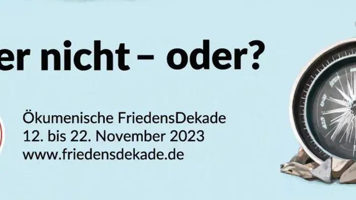 Werbung für die Okumenische Friedensdekade im November 2023