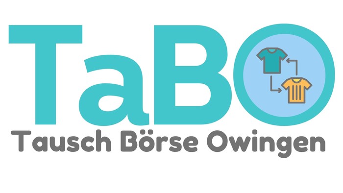 Das Logo zeigt den Namen "TaBo" mit einem T-Shirt-Symbol und dem Slogan "Tausch Börse Owingen".