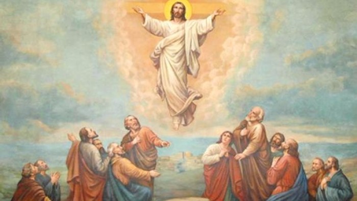 Den opstandne Kristus viser sig for disciplene i en strålende, himmelsk scene, der symboliserer opstandelsen og guddommelig åbenbaring.