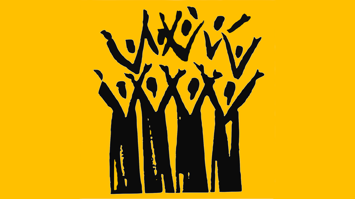 Eine Gruppe von Menschen feiert jubelnd.