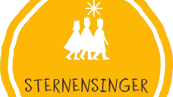 Das Logo zeigt drei Sternsinger mit einer Krone und einem Stern darüber