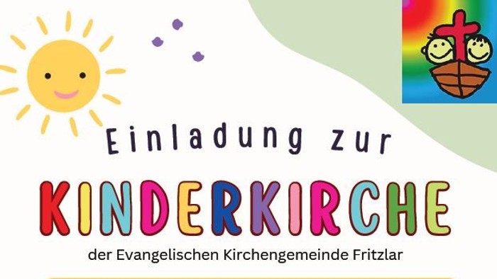 **Flyer für die Kinderkirche**
**Montags, für Kinder von 5–10 Jahren**
**10:45–11:45 Uhr**
**Ort:** Martin-Luther-Haus, Domplatz 18, Fritzlar

Mit **Bibelgeschichten, Singen, Basteln und Spielen**.

**Kontakt:** Julian, Iris, Edith, Sonja
? 0179 7950968