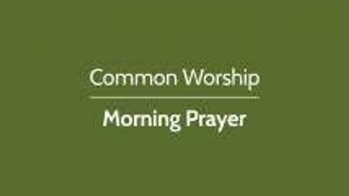 The image features a green background with white text reading "Common Worship Morning Prayer."