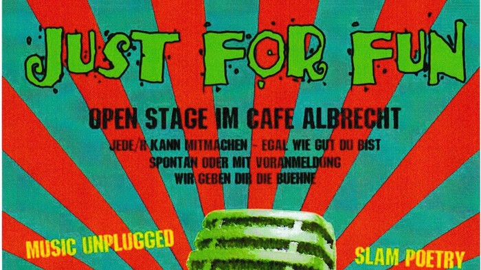 Plakat für eine Open Stage Veranstaltung am 15.03.2024 mit verschiedenen Kunstformen wie Musik, Comedy und Poetry