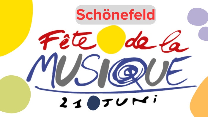 Bunter Festival-Logo mit Musik-Elementen und Datum