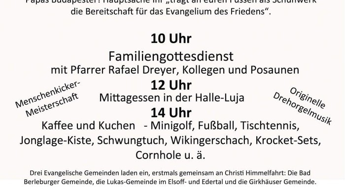Gemeindefest an Christi Himmelfahrt mit verschiedenen Aktivitäten und Angeboten