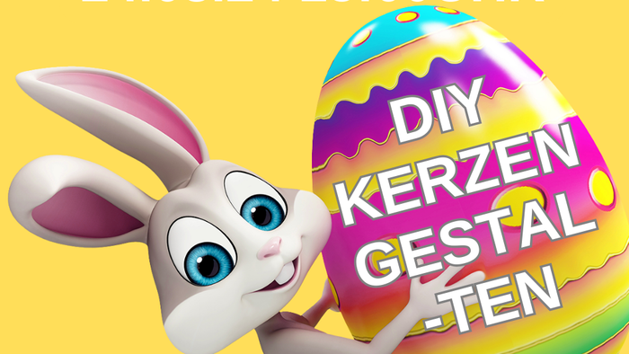 Osterhase hält buntes Ei mit DIY-Tipps für Ostern