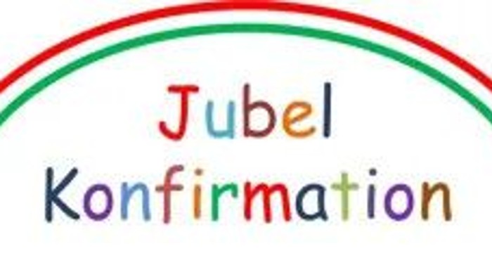 Bunter Bogen mit dem Text "Jubel Konfirmation"