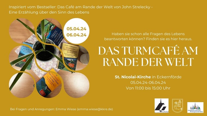 Einladung zum Turmcafé am Rande der Welt in Eckernförde mit John Strelecky