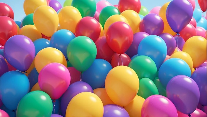 Bunte Ballons in verschiedenen Farben füllen den Bildausschnitt
