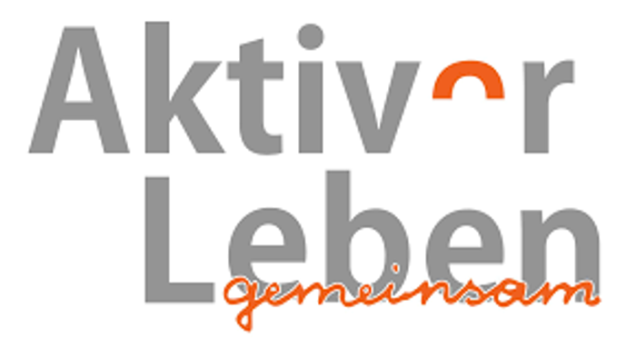 Das Bild zeigt den Schriftzug "Aktiver Leben" in orange und grau.