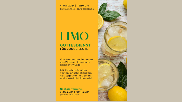 Limo-Gottesdienst für junge Leute am 6. Mai 2023 in Berlin mit Musik, Getränken und Garten-Atmosphäre