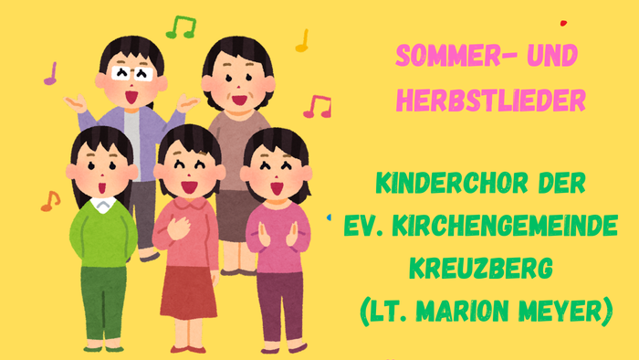 Das Plakat wirbt für ein Konzert des Kinderchors der Ev. Kirchengemeinde Kreuzberg am 28. September 2024.