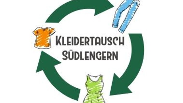 Das Bild zeigt den Kreislauf der Kleidertausch-Südlengern mit verschiedenen Kleidungsstücken.