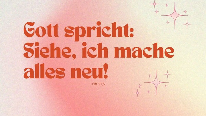 Das Bild zeigt einen farbenfrohen Hintergrund mit einem motivierenden Zitat auf Deutsch, umgeben von sternförmigen Formen.