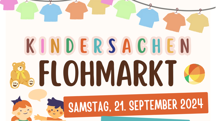Kindersachen Flohmarkt am 24. September 2024 von 10:00 bis 13:00 Uhr im Multifunktionsraum der Friedrich-Ebert-Realschule, mit Angeboten für Kinder und Familien