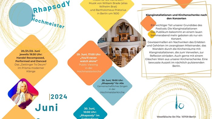 Das Bild zeigt ein Programm für Juni 2024 mit verschiedenen Veranstaltungen in Berlin, darunter Konzerte, Führungen und Workshops.