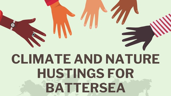 Poster for climate and nature event in Battersea, June 23