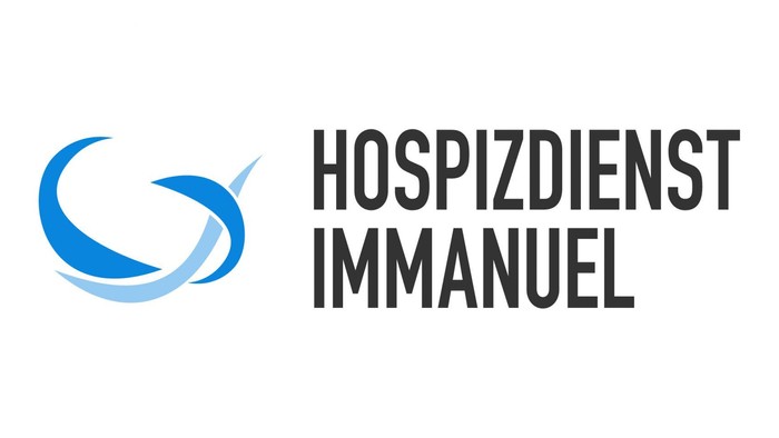 Das Logo des Hospizdienst Immanuel mit blauem Symbol und schwarzem Text.