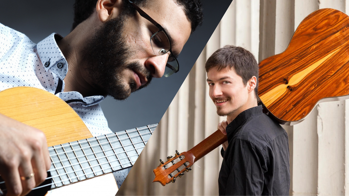 To men spiller guitar