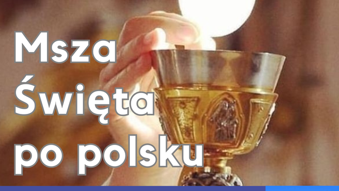 Religiöses Poster mit Messfeierankündigung in polnischer Sprache
