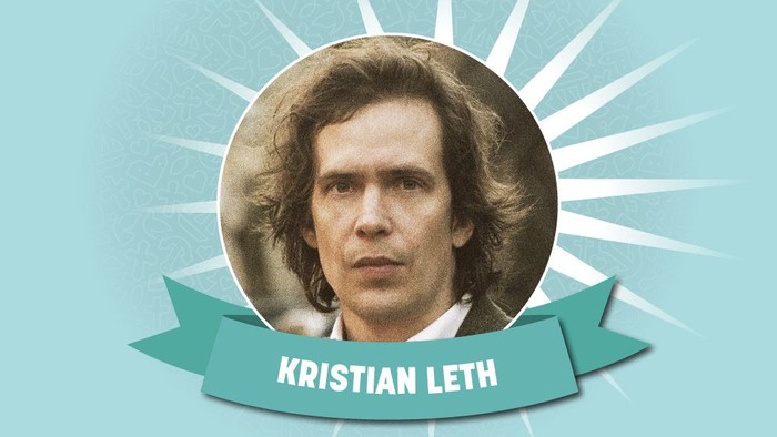 Billedet af Kristian Leth med en blå banner med hans navn