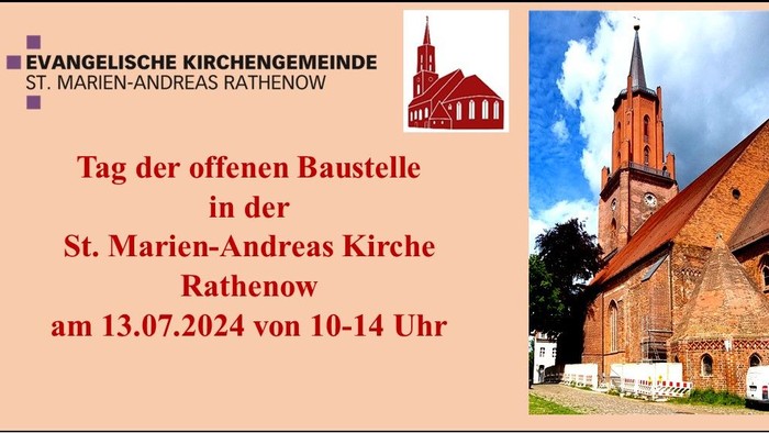 Tag der offenen Baustelle in der St. Marien-Andreas Kirche Rathewnow am 13.07.2024 von 10-14 Uhr