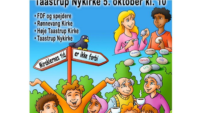 En festlig samling af mennesker på en fest med en plakatskilt som indikerer 