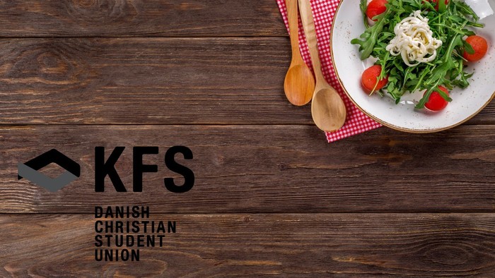 Billede af salat med KFS logo og tekst "Dansk Kristeligt Studenter Union"