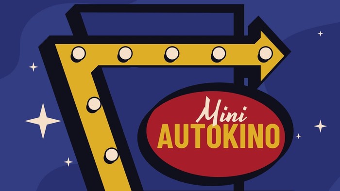 Das Bild zeigt ein leuchtendes Neonschild mit der Aufschrift "Mini Autokino".