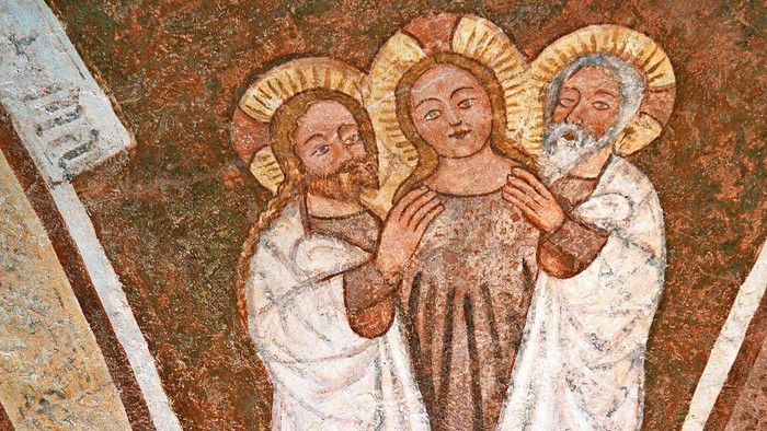 Dreifaltigkeitsdarstellung in der der St.-Jakobus-Kirche im oberbayerischen Ort Urschalling im Chiemgau