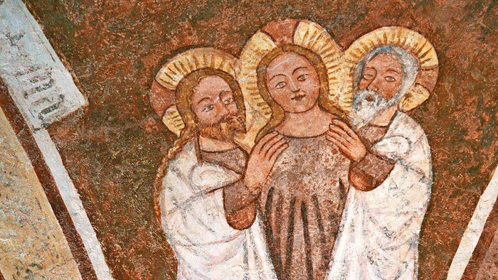 Dreifaltigkeitsdarstellung in der der St.-Jakobus-Kirche im oberbayerischen Ort Urschalling im Chiemgau