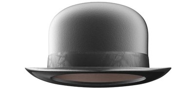 En sort top hat med glansende overflade.