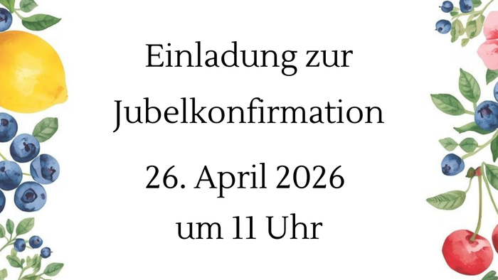 Illustriertes Plakat mit sommerlichem Obst, Blättern und Blumen, der den Text 