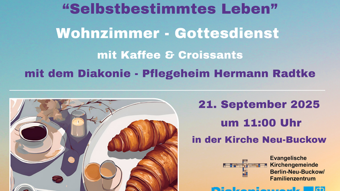Informationsflyer vom Wohnzimmergottesdienst. Alle Infors finden sich identisch im Kalendereintrag.