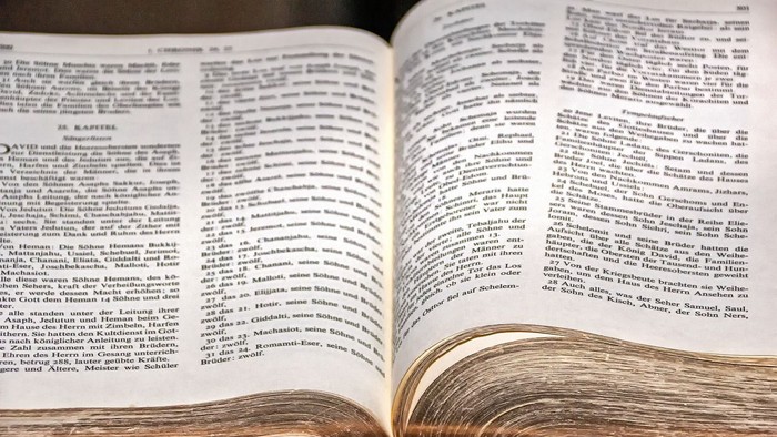Offenes Buch mit Text auf beiden Seiten