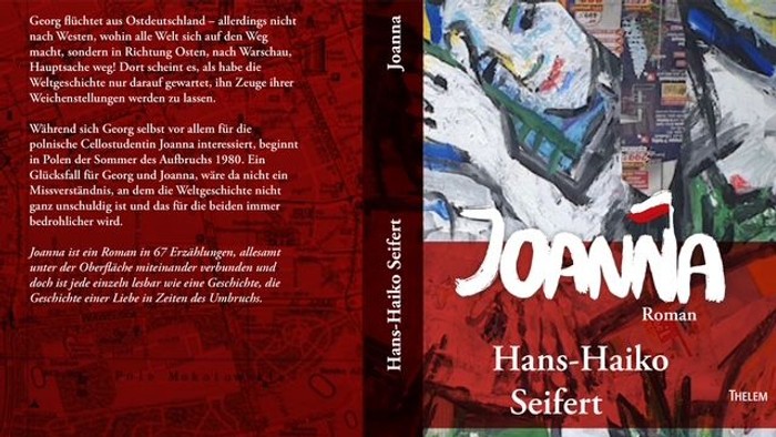 Der Roman "Joanna" von Hans-Haiko Seifert mit farbenfrohem Umschlag und deutscher Beschreibung auf dem Cover