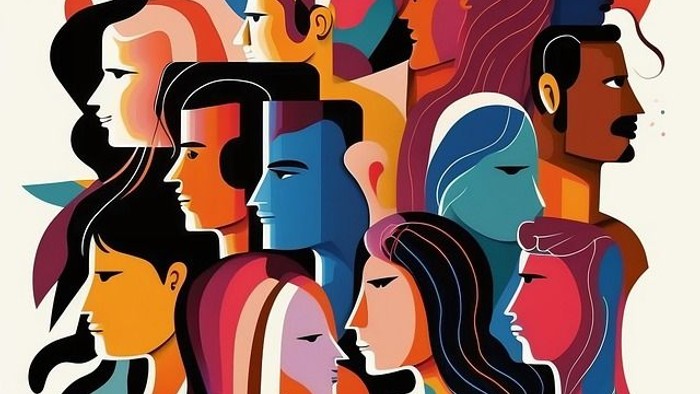 Gezeichnete bunte Köpfe