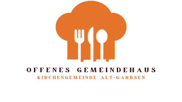 Das Logo zeigt ein Kochhut-Symbol mit Besteck und Text in Orange