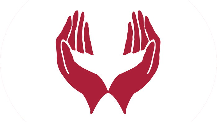 Das Logo zeigt 2 rote geöffnete Hände mit der Aufschrift EVIM