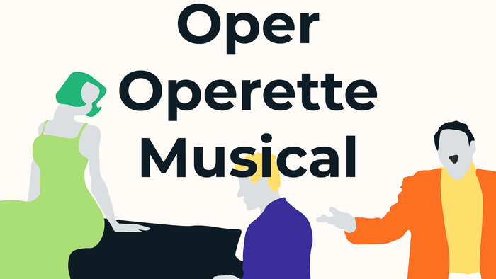 Die Abbildung zeigt drei Personen bei einer Opernaufführung