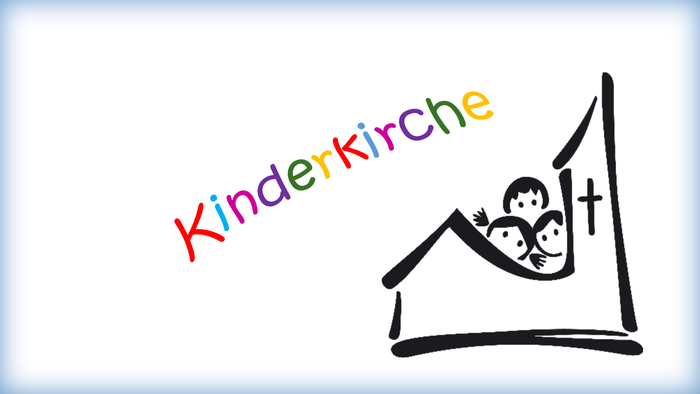 Kinderkirche Logo mit Kindern und Kreuz